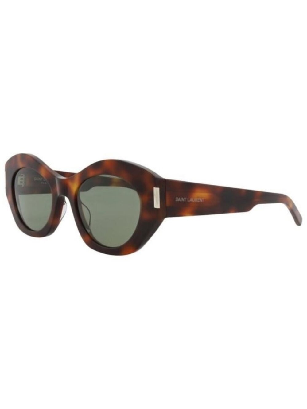 New Saint Laurent Womens Cat Eye Havana Havana Green Fashion Designer Sunglasses